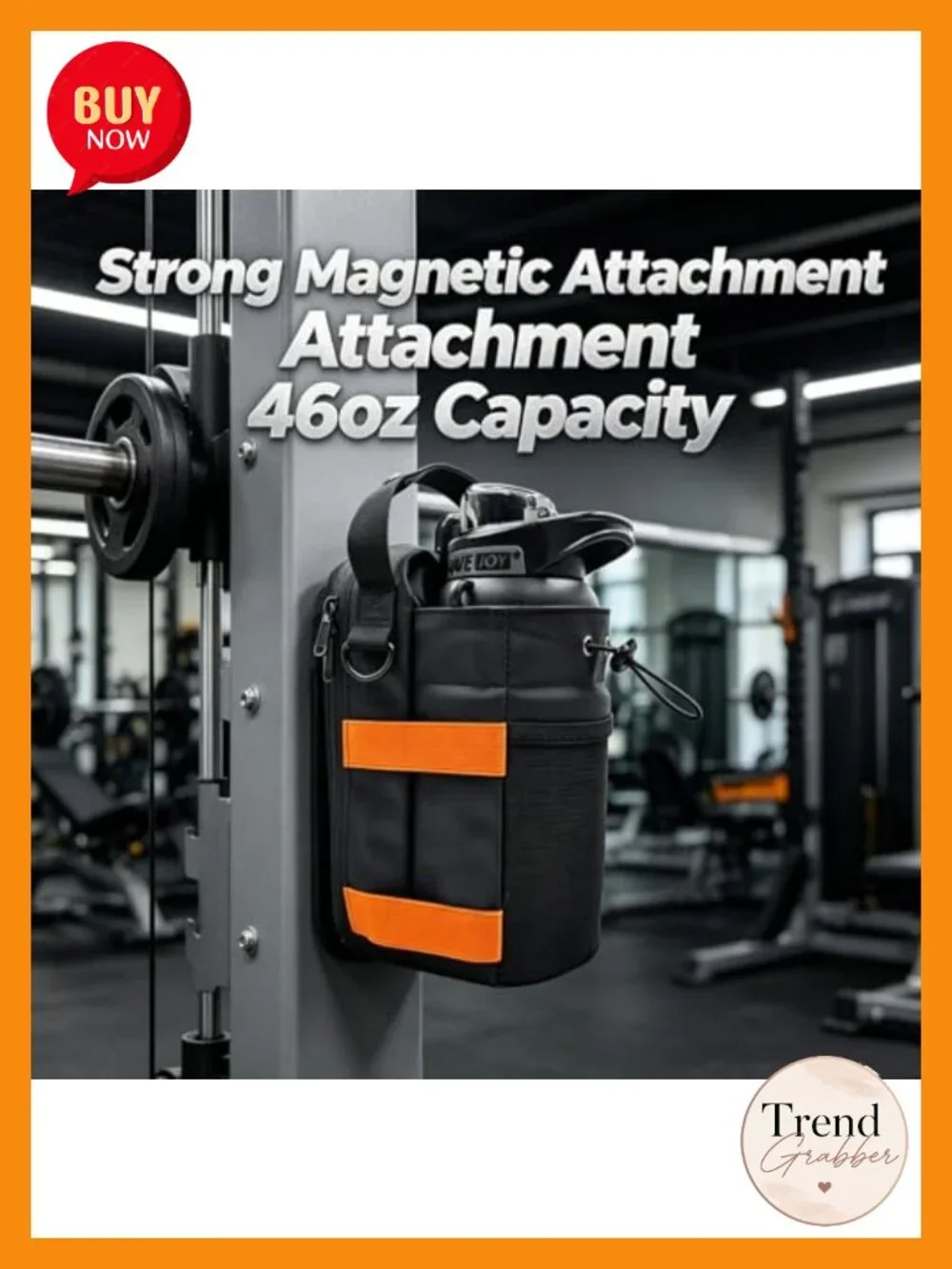 Magnetic Gym Bag with Dual Hanging System, Fits Large Water Bottle